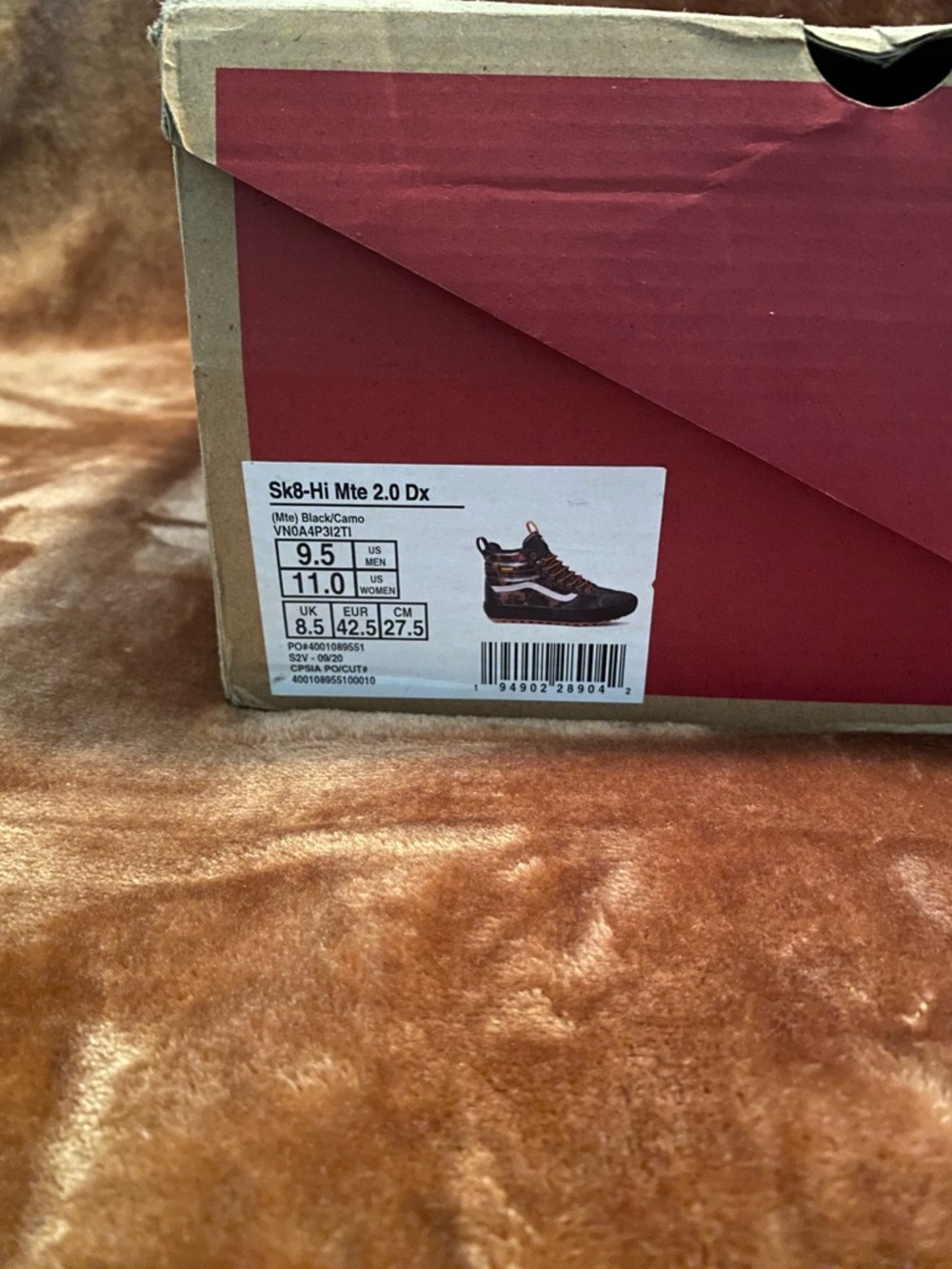 Vans High-Top Camouflage Sneakers in Black, Orange, White - Picture 11 of 11
